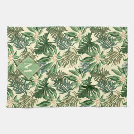 Tropical Handflatan Lövs Monogram Kökshandduk