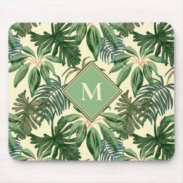 Tropical Handflatan Lövs Monogram Musmatta (Framsidan)