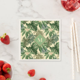 Tropical Handflatan Lövs Monogram Pappersservett