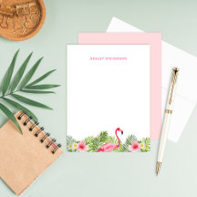 Tropical Handflatan Lövs Rosa Flamingo Custom Name