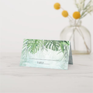 Tropical Handflatan Lövs Watercolor Greenery Bröll Placeringskort