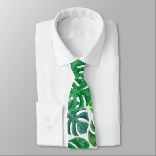 Tropical Handflatan Monstera Grönt Löv Slips