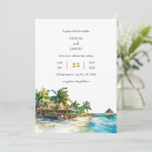Tropical Handflatan Paradise Travel Sandy Beach We Inbjudningar