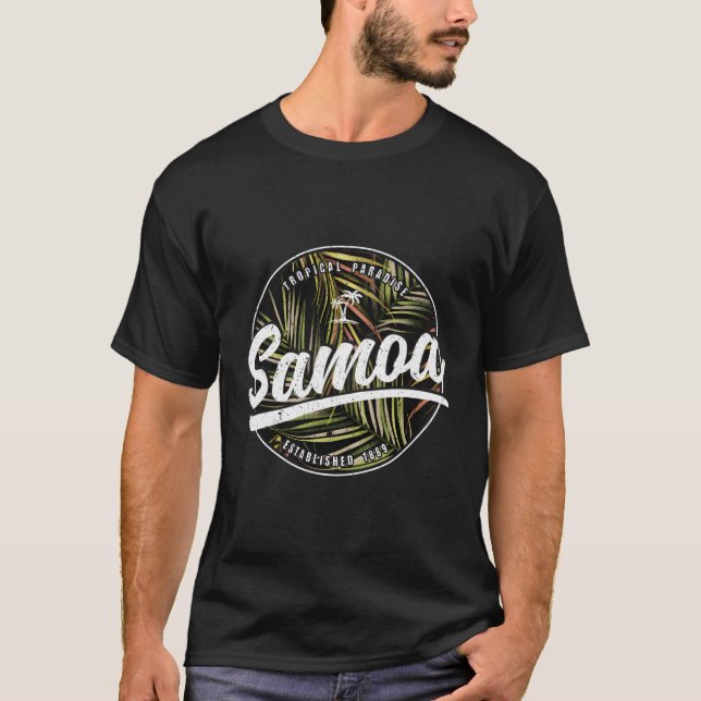 Tropical Handflatan Samoa Samoan T Shirt (Framsida)