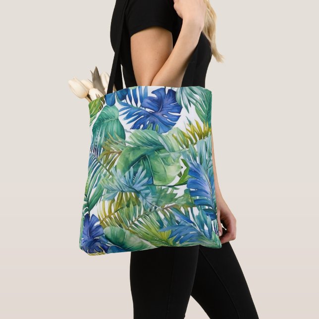 Tropical Handflatan Tote Bag Tygkasse (Närbild)