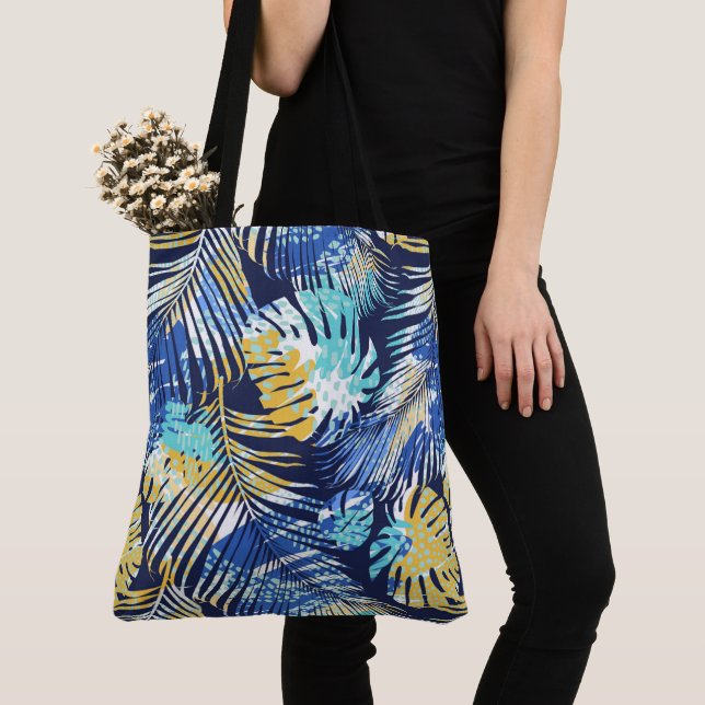 Tropical Handflatan Tote Bag Tygkasse (Närbild)