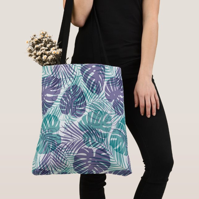 Tropical Handflatan Tote Bag Tygkasse (Närbild)