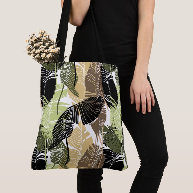 Tropical Handflatan Tote Bag Tygkasse (Närbild)