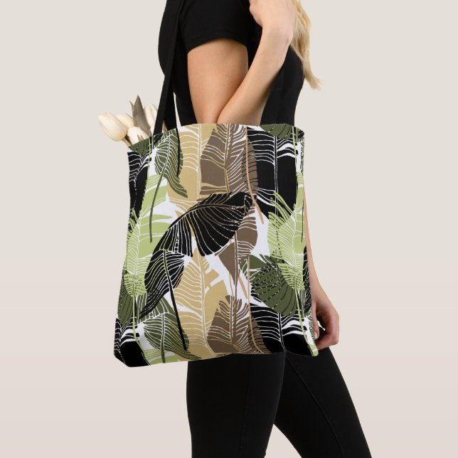 Tropical Handflatan Tote Bag Tygkasse (Närbild)