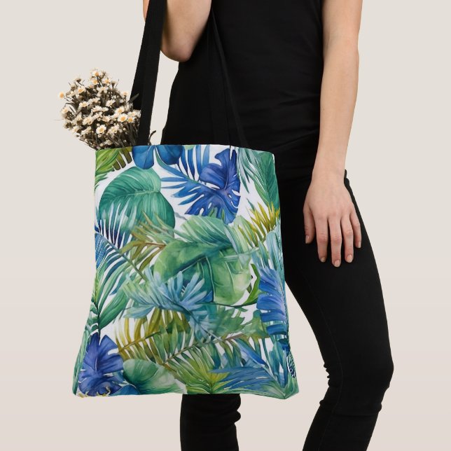 Tropical Handflatan Tote Bag Tygkasse (Närbild)