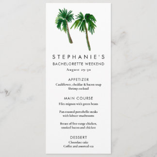 Tropical Handflatan Träd Bachelorette Meny