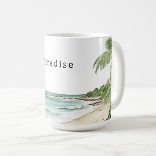 Tropical Handflatan Träd Beach Kaffemugg