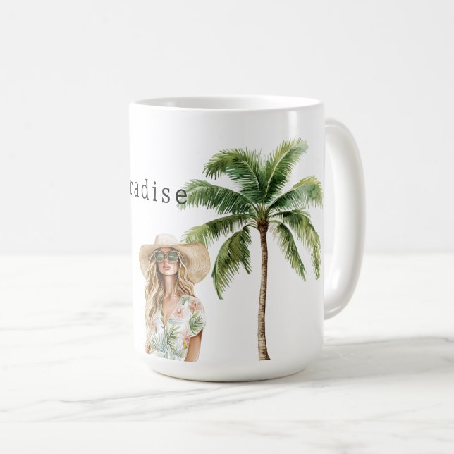 Tropical Handflatan Träd Beach Kaffemugg (Framsida höger)