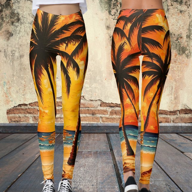Tropical handflatan Träd Beach Leggings (Skapare uppladdad)