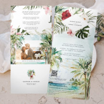 Tropical Handflatan Träd Beach Wedding