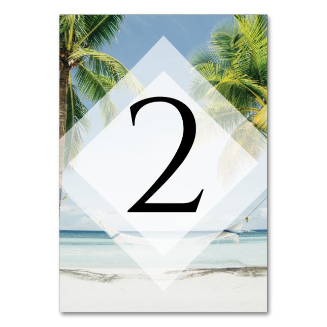 Tropical Handflatan Träd Beach Wedding Bordsnummer (Framsidan)