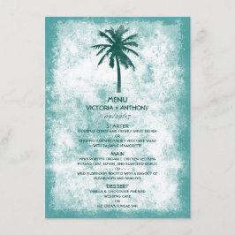Tropical Handflatan Träd Beach Wedding Menu Meny