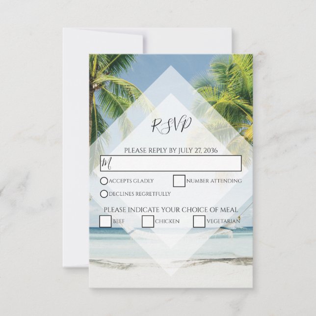 Tropical Handflatan Träd Beach Wedding OSA kort (Framsida)