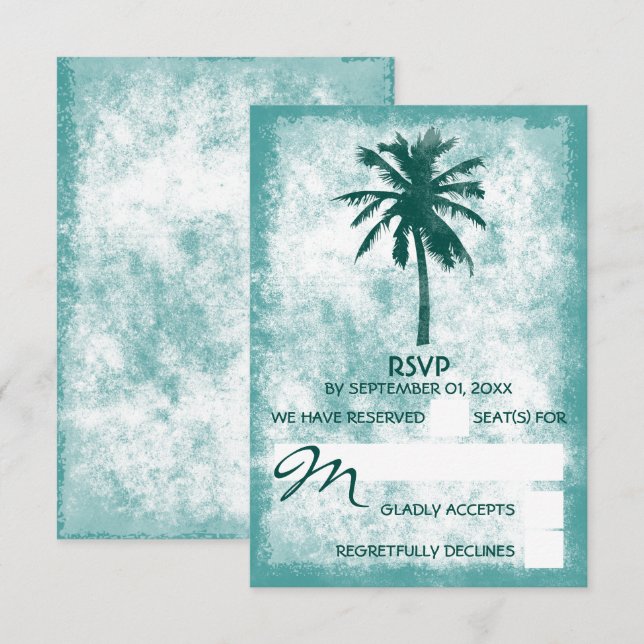 Tropical Handflatan Träd Beach Wedding OSA Kort (Fram/baksida)