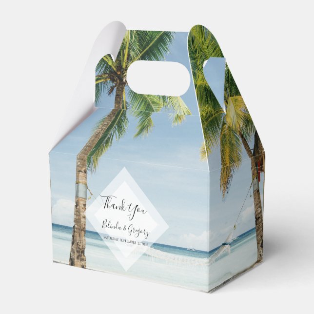 Tropical Handflatan Träd Beach Wedding Presentaskar (Framsidan Sidan)
