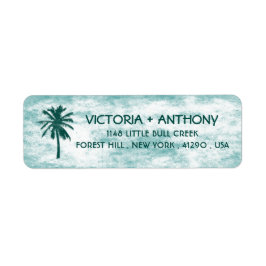 Tropical Handflatan Träd Beach Wedding Returadress Etikett