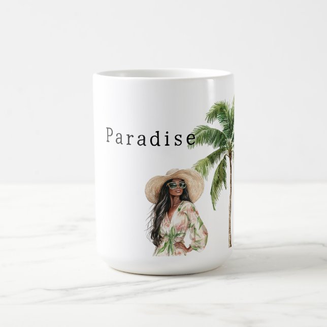 Tropical Handflatan Träd Beach Woman Kaffemugg (Center)