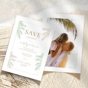 Tropical Handflatan Träd Boho Photo Bröllop Spara Datumet