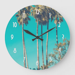 Tropical Handflatan Träd California Retro Stor Klocka