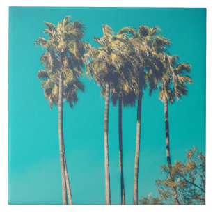 Tropical Handflatan Träd California Retro Vibe Kakelplatta