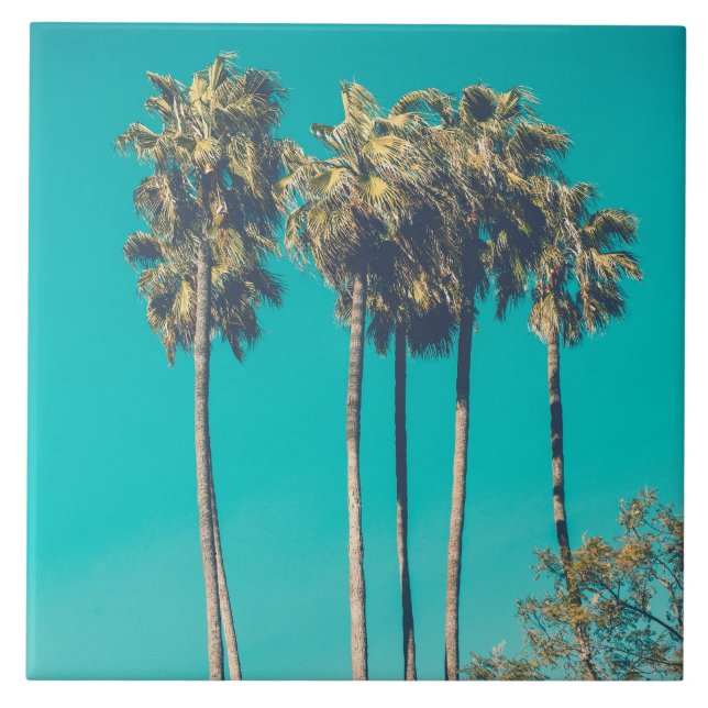 Tropical Handflatan Träd California Retro Vibe Kakelplatta (Framsidan)
