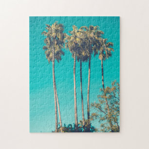 Tropical Handflatan Träd California Retro Vibe Pussel