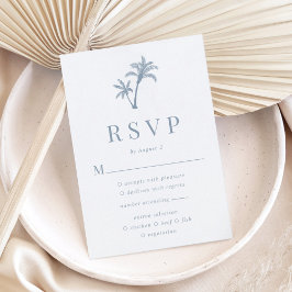 Tropical Handflatan Träd Dusty Blue Beach Wedding OSA Kort