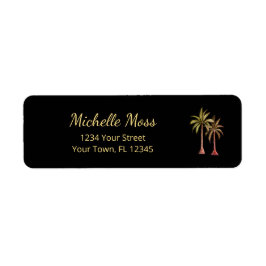 Tropical Handflatan Träd Elegant Black Returadress Returadress Etikett