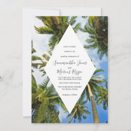Tropical Handflatan Träd Florida Beach Wedding Inbjudningar
