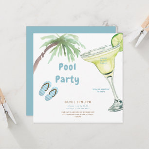 Tropical Handflatan Träd Margarita Bassäng Party Inbjudningar