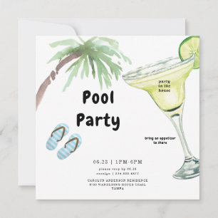 Tropical Handflatan Träd Margarita White Bassäng P Inbjudningar