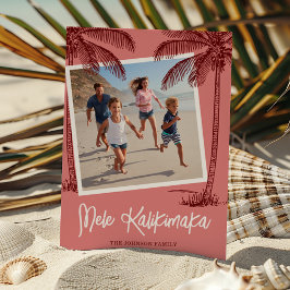 Tropical Handflatan Träd Mele Kalikimaka Photo Julkort