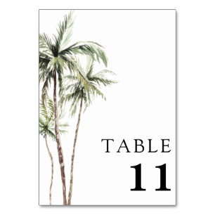 Tropical handflatan Träd Minimal Bröllop Bordsnummer