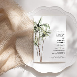 Tropical handflatan Träd | Minimal enkel Bröllop Inbjudningar