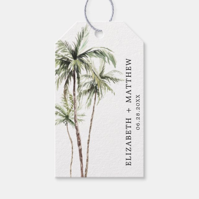 Tropical handflatan Träd | Minimal Märkre för bröl Presentetikett (Framsidan)