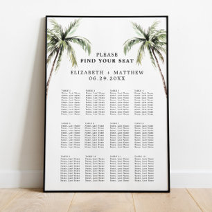 Tropical handflatan Träd Minimalt sittdiagram fö Poster