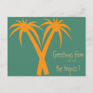 Tropical Handflatan Träd orange, sommar Vykort