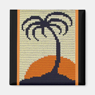 Tropical Handflatan Träd Orange Sunrise Crochet Sk Magnet