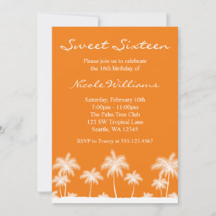 Tropical Handflatan Träd Orange Sweet 16 Inbjudan