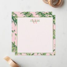 Tropical Handflatan Träd på Rosa Monogram