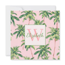 Tropical Handflatan Träd på Rosa Monogram