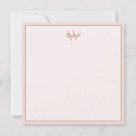 Tropical Handflatan Träd på Rosa Monogram Anteckningskort