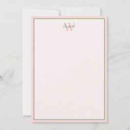 Tropical Handflatan Träd på Rosa Monogram Anteckningskort