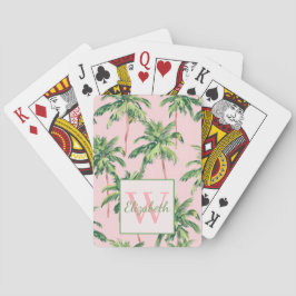 Tropical Handflatan Träd på Rosa Monogram Casinokort