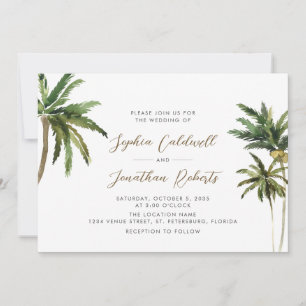 Tropical Handflatan Träd QR Code Destination Weddi Inbjudningar